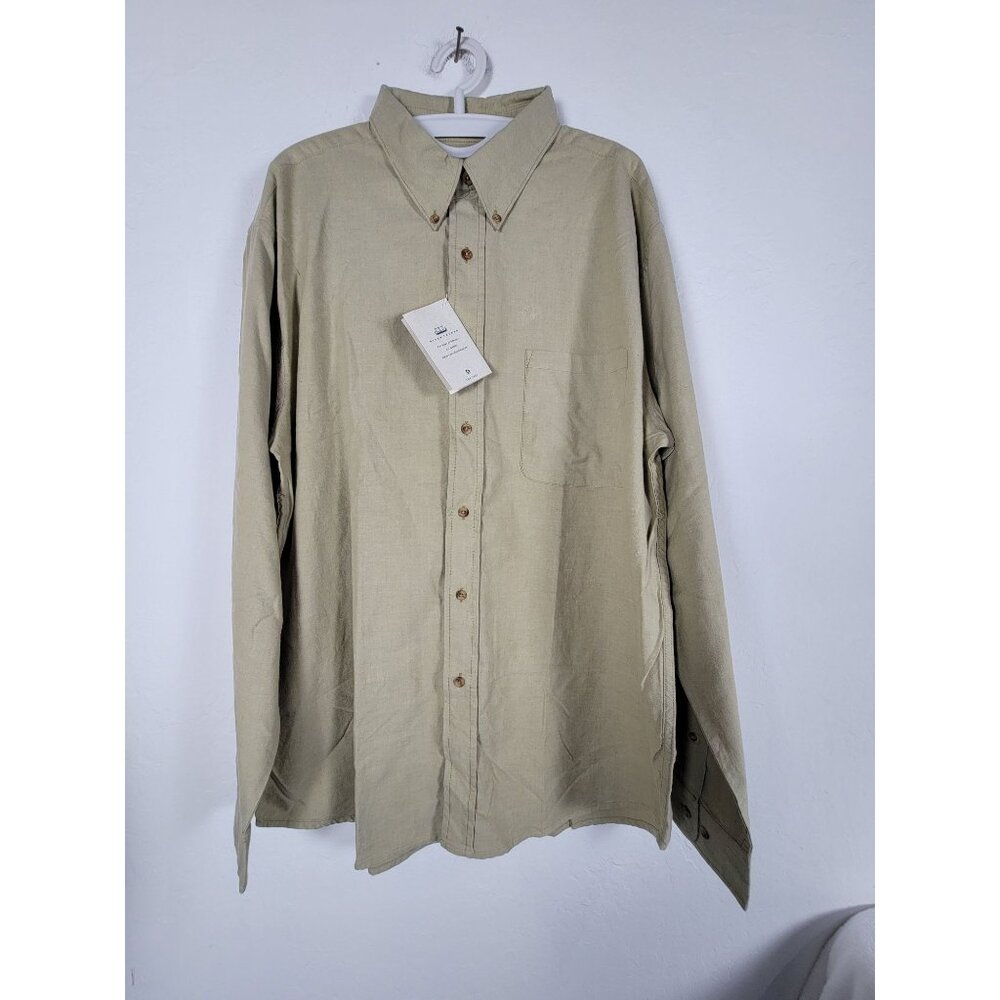 River Trader Mens XL Truffle Long Sleeve Button-Down Shirt 100% Cotton